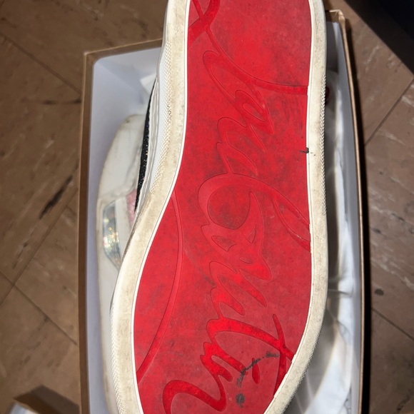 Christian Louboutin Pink and Silver Glitter Sneakers - Picture 4 of 5